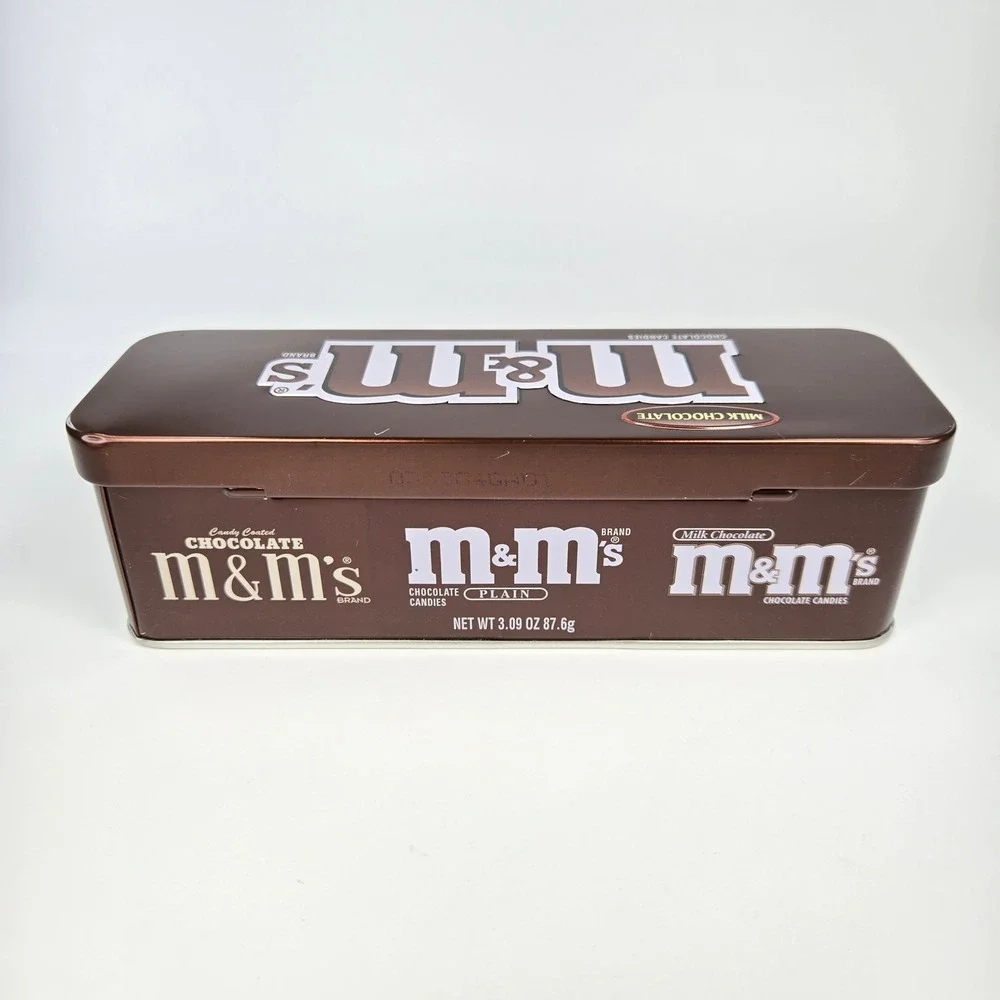 Vintage M&Ms Milk Chocolate Candy Tin Metal Rectangular Collectible Box Fun Size
